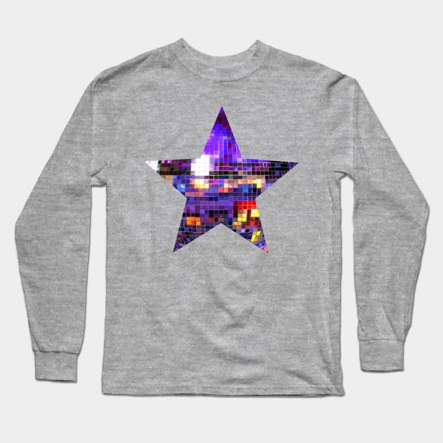 Mirrored Purple Disco Ball Star Long Sleeve T-Shirt by Art by Deborah Camp